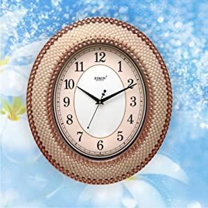 Image of Rikon Quartz Official Designer Big Size 1108 New (45 cm � 39.5 cm) Wall Clock for Home, Living Room, and Office - Made in India. (Rose Gold)