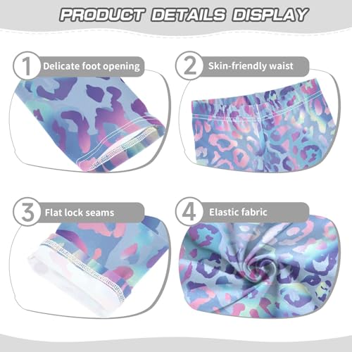 Boccsty Purple Blue Leopard Print Girls Leggings Kids Yoga Pants Dance Active Tights 4T3