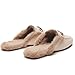 Minorsu Buckle Fur Mules for Women Slip on Loafers Closed Round Toe Backless Flat Mules Comfortable Slides Shoes (Beige, Adult, Women, 9, Numeric, US Footwear Size System, Medium)