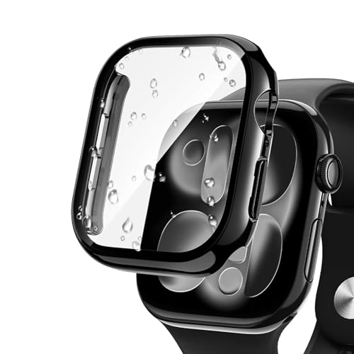 For Apple Watch Series 11(2025)/10(2024) 46mm用 ケース ガラスフィルム 一体型 Apple Watch Series 11/10保護カバー 防水 PC素材 硬度9H強化ガラス 全面保護 耐衝撃 軽量 高透過率