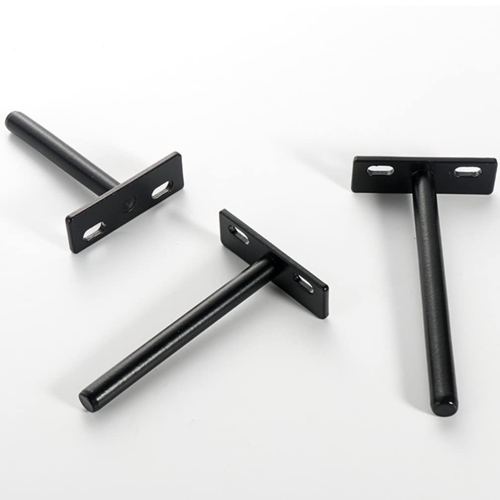 Juego de 4 soportes para estanterías flotantes, soporte oculto para estantes de madera, negro mate, tornillos y tacos incluidos