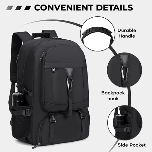 17.3 Inch gym backpack with shoe compartment,50L Multiple Compartments Backpacks, Airline Approved Carry on Travel Daypack Anti Theft with USB Charging Port,for Men Women Travel Work Business3