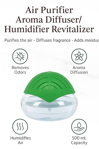 Image of Portable 3-in-1 Air Purifier, Aroma Diffuser & Air Humidifier with 1.5L Water Tank - Electric Revitalizer for Fresh Air & Fragrance at Home, Office, Bedroom & Spa (Green)
