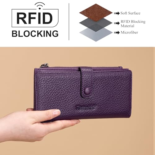 Image of Montana West Wallet Women RFID Blocking Wallets, Card Cases & Money Organizers Wallets with Zipper Coin Pocket, 3 Purple, 7.8 inch * 4.8 inch * 1.5 inch, Vintage