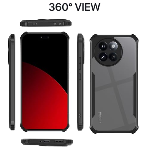 Image of Pikkme Back Cover | Crystal Clear Transparent Back | Ultra Hyrbid | Full Camera Protection | Raised Edge | Bumper Back Case for Xiaomi Civi 4 Pro 5G / Xiaomi 14 Civi 5G (Black)
