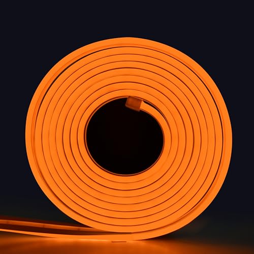 Image of Forus 5 Meter LED Neon Strip Light - Orange, Flexible Waterproof Rope Lights 16.4 Feet, 12V Adapter, Indoor Outdoor Diwali Decorative Cove Lighting, Office, Shop, Home Decor, Festivals, 1 Yr Warranty