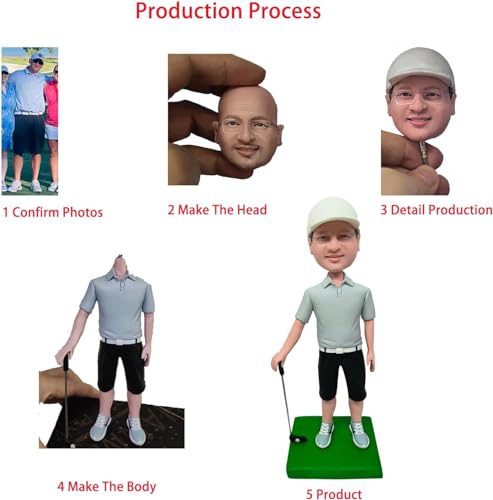 Custom Bobblehead Figures Personalized from Picture, Fully Handmade Customized Bobble Head Figurines for Wedding Engagement Gift,Anniversary for Father/Friend/Business/Golf (Man 1) - Thumbnail 4