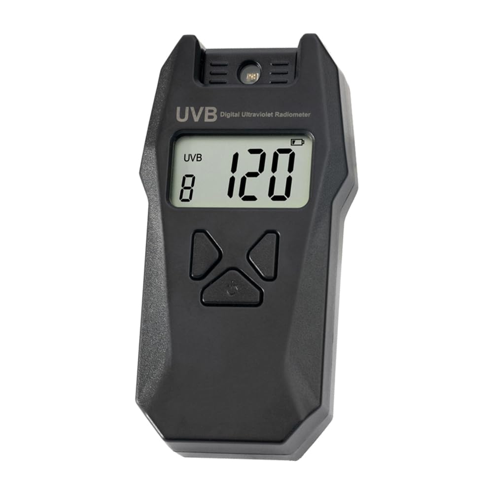 DONGKER Medidor de índice UVB, sonda reversible, radiómetro digital de mano con función de registro de datos para pruebas ambientales de reptiles