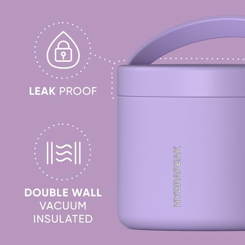 Image of Hydrapeak 18oz Stainless Steel Vacuum Insulated Food Jar for Hot Food and Cold Food, Wide Mouth Leak-Proof Soup Jar for Adults, 10 Hours Hot and 16 Hours Cold (Lavender)