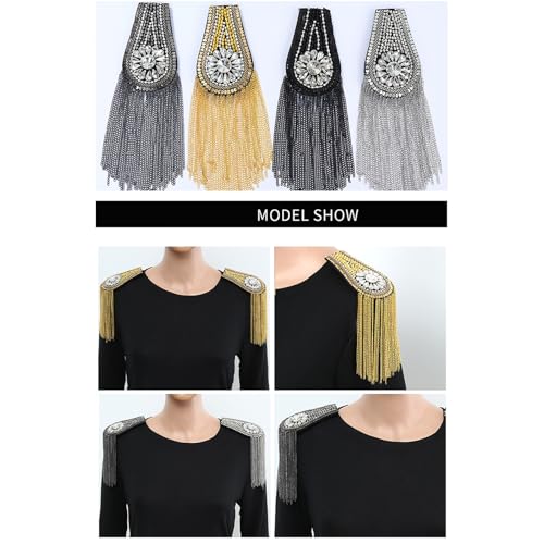 Épaulette rétro à franges en strass pour réparer et customiser vos vestes - 3
