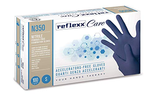 Reflexx N350/L Guanti Monouso in Nitrile senza Acceleranti, Blu