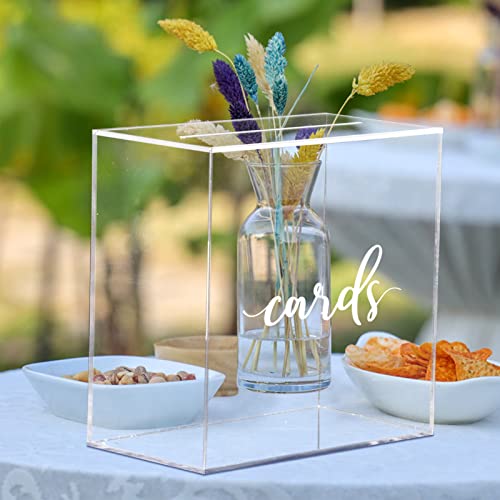 Image of Hooqict Clear Acrylic Wedding Card Box with Slot Large Blank Gift Card Boxes for Reception, Party, Wishing Well, Money Box Holder, Graduation Decorations, Baby Shower