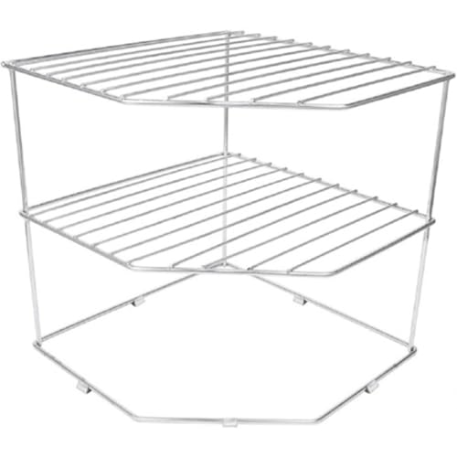 Image of Stainless Steel Multipurpose Kitchen Space Organizer Corner Shelf Rack Stand Holder, 2 Level Kitchen Storage Rack for Corners (NHSP)