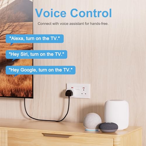 EIGHTREE Matter Smart Plug with Energy Monitoring, Mini WiFi Plug Works With Apple HomeKit, Alexa, Google Home, SmartThings, Remote Control, Timer & Schedule Function, 2.4Ghz Wi-Fi Only, 13A, 4 Packs - Image 6
