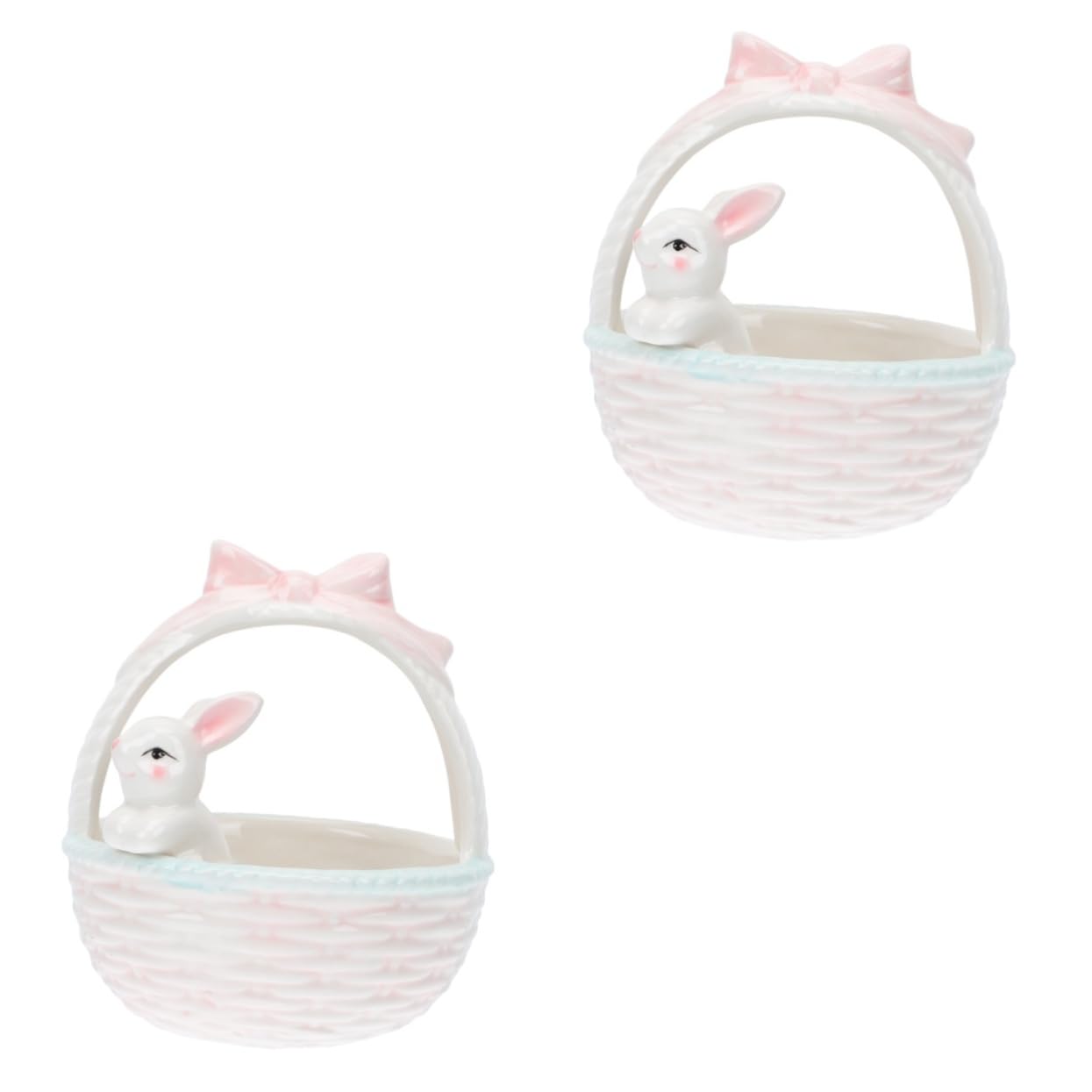 PRETYZOOM 2 Pz cesto di coniglio uffizi simpatico decorazione casa indossatore stoviglie per feste di pasqua ornamento decorazioni di coniglio pasquale mestiere di coniglio in ceramica rosa