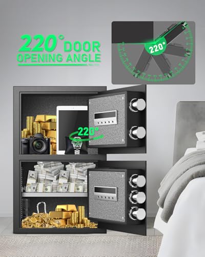 Image of 5.5 Cubic Extra Large Safe Fireproof Waterproof, Digital Security Safe Box with Removable Shelf, Soft Lining & Dual Alarm for Home Office