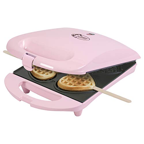 Gofrera Bestron, para gofres en forma de corazón con mango, gofrera con revestimiento antiadherente para gofres en forma de corazón, Colección Sweet Dreams, 780 vatios, color: rosa