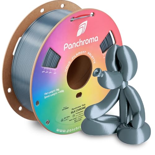 Image of Polymaker Panchroma Silk PLA Filament 1.75mm 1kg, Shiny Chrome, New and Improved Formula, Better Strength, Printing Speed and Clog-Free. Works in Most FDM and Multicolor 3D Printers.