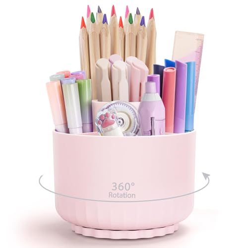 Ritte Rotatif Pot a Crayon, Organisateur De Bureau Rotatif à 360° Avec 5 Compartiments, Porte-Crayons Pour Bureau, école, Crayons Et Autres Articles De...
