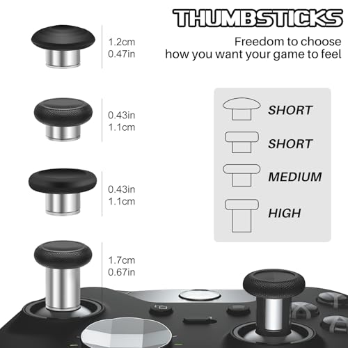 Image of 16 in 1 Metal Thumbsticks Suitable for Xbox One Elite Series 2, Elite Series 2 Core Controller Accessories Parts, 6 Metal Thumbsticks, 4 Paddles, 2 D-Pads and 4 Tool(Silver)