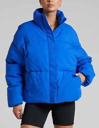 Flygo Womens Cropped Puffer Jacket Zip Up Stand Collar Lightweight Quilted Padded Down Winter Warm Jackets Coats with Pockets3