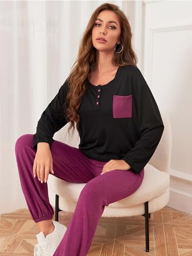 Ensemble V-neck 2 pièces à manches longues et pyjama fluide style lounge - 4