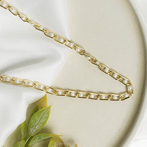 SATRA TRADERS (Size 4mm(W) 1 Meter Chain (JT-9-35-5)) Aluminium Chain Pearl Moti Chains for DIY Jewellery,Accessories, Bag Chain Making (Golden)