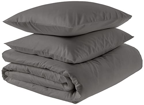 Amazon Aware 100% Organic Cotton 300 Thread Count Duvet Cover Set - Dark Gray, Full/Queen