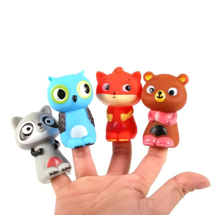 TOYRENTTO Animal Finger Puppets Set Adorable Owl, Raccoon, Fox, and Bear Characters Soft Rubber Toys for Kids Interactive Storytelling, Imaginative Play, and Educational Fun-image-9