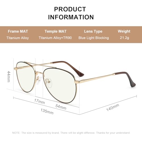 Image of Aviator Reading Glasses for men and Women Blue Light Blocking Lens Spring Temple