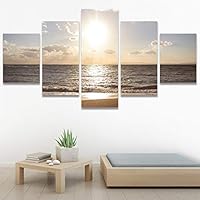 SIGNWIN 5 Panel Canvas Wall Art Skyline Sunset for Home Decorations Ready to Hang - 60