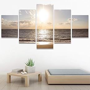SIGNWIN 5 Panel Canvas Wall Art Skyline Sunset...
