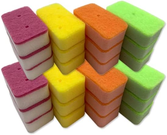 A Sponges - Lavavajillas de doble cara para cocina, platos, baño, almohadillas abrasivas para lavar platos, esponjas, resistentes, colores surtidos,