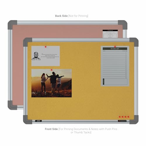 Image of Scholar Art Metis 1.5x2 Feet Bulletin Board for Study Room & Wall | Vibrant & Versatile Crape Cloth + High Density Soft Board for Pinning Photos, Sticky Notes & Reminders (Yellow)