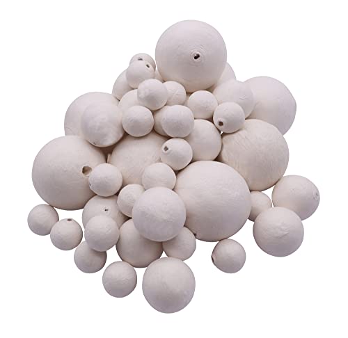 Craftplay Lot de 50 boules en papier compressé Blanc Tailles assorties