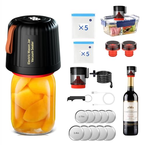 iFCOW Auto Electric Vacuum Sealer, Portable Cordless Handheld Mason Jar Vacuum Sealer for Vacuum Bags, Bottles, Wide and Regular Mouth Mason Jars Vacuum Sealer