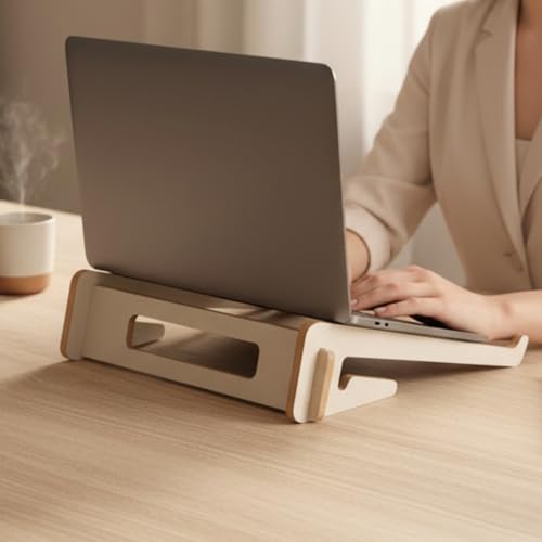 Base ajustable de madera para laptop 3 piezas ergonómica miniatura 2
