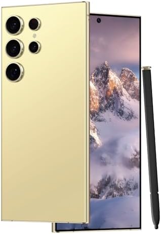 Unlocked Cell Phones C24 Ultra Smartphone Android 13 Phones 8GB+256GB/6.8″ HD Screen/Dual SIM/108MP+48MP Camera/6800 mAh/Built-in Pen (Lemon)