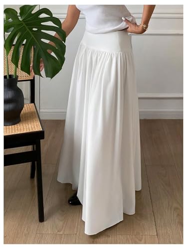Milumia Women's Flared Flowy Long Skirt High Waist Maxi Skirts Elegant4
