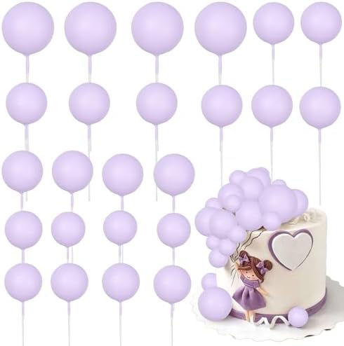 Gyufise 30Pcs Colorful Ball Cake Topper Mini Balloon Cupcake Topper DIY Foam Ball Gold Pink Blue Cake Insert Decoration for Wedding Anniversary Baby Shower Birthday Party Supplies