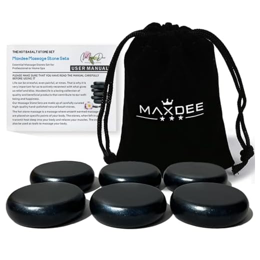 Hot Stones - Maxdee 6Pcs Medium Massage Stone Set, Hot Massage Stones Heated Warmer Rocks for Professional or Home Spa, Relaxing, Healing, Pain Relief, 2.4" x 2.4" inch
