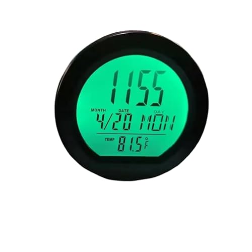 ZZQDPF 車用電子時計 デジタル 時計 デジタル温度計 置き時計 電子時計 車載時計 車の温度計 ソーラー充電 バックライト コンパクト 卓上 車内 オフィス ホテル (グリーン)