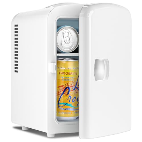 Image of Antarctic Star 4L /6 Can Portable Compact Refrigerator for Bedroom,Car,Office & Dorm,Small Cooler for Food /Drinks /Skin Care,AC /DC,WHITE