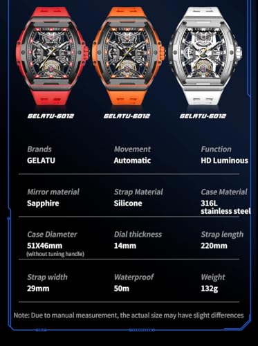 Image of OLEVS Luxury Watches for Men Black Mechanical Wrist Watch Self Winding Automatic Tourbillon Watches Skeleton Waterproof Mens Wrist Watch