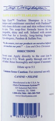 Chris Christensen Happy Eyes Ultra Concentrated Tearless Dog Shampoo and Conditioner, Makes up to 5 Bottles, Groom Like a Professional, Hypo-Allergenic, No Tears, All Coat Types, Made in USA, 16 oz - Thumbnail 4