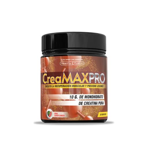 Healthy Fusion Creamax Pro | 10.000mg/dosis de Creatina Monohidrato | Creatina 80mesh 100% pura y limpia | Mejora el rendimiento físico y aumenta el crecimiento muscular | 300 gr. Sabor Sandía