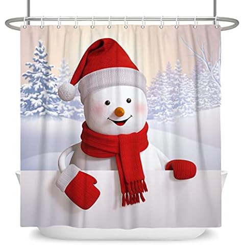 Rideau de douche SDOTPMT Bonhomme de Neige Cover