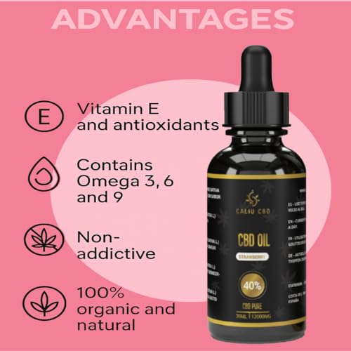 CALIU CBD | Huile de CBD Bio 40% (12000mg) | 30ml - 1200 Gouttes | Arôme Fraise | Huile de Chanvre Premium | 0% THC | Fabriqué dans l’UE | Bien-être & Sommeil | cdb Hemp Oil. – Image 7