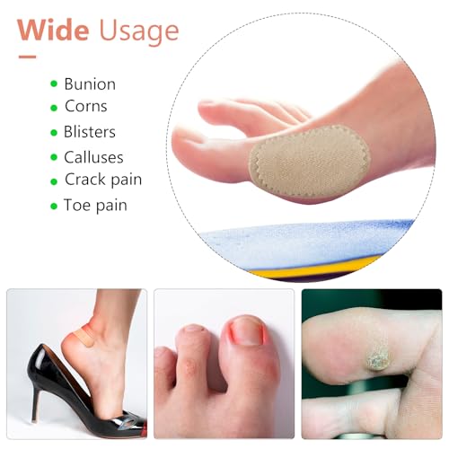Image of Nuanchu 60 Pieces Bunion Cushions Self-Adhesive Bunion Pads Foot Callus Patches Foot Blister Shoe Accessories Women Men Feet Heel Protector Pads(Khaki,M)