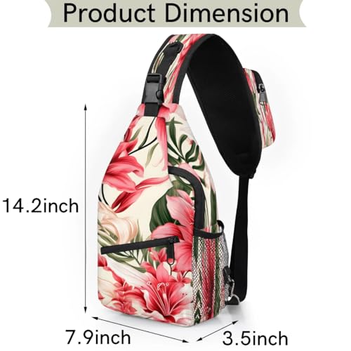 Sling bag unisex flores tropicales para viaje y senderismo miniatura 2